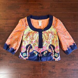 ANTHROPOLOGIE Elevenses Joyful Vesper Jacket Paisley Blazer Size 10